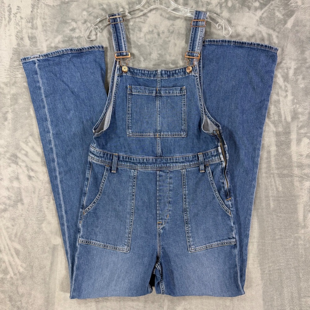 Gap Flare Leg Denim Overalls Women's Size M Tall Blue Medium Wash